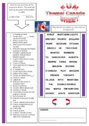 English Worksheet: Fun Sheet Theme: Canada