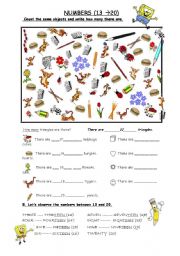 English Worksheet: numbers