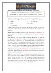 English Worksheet: Night at the Museum: Battle of the Smithsonian - Answer key