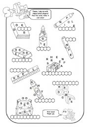 English Worksheet: SCHOOL OBJECTS