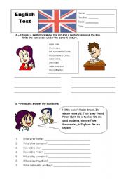 English Worksheet:  English test - 3 pages