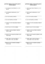 English worksheet: Family quiz