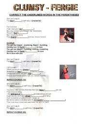 English Worksheet: CLUMSY - FERGIE - CORRECTION