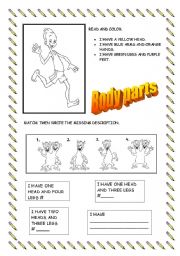 English worksheet: BODY PARTS