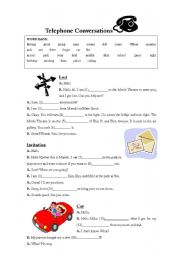 English Worksheet: Telephone Conversations Fill in the blank