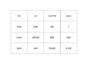 English Worksheet: High frequency word bingo