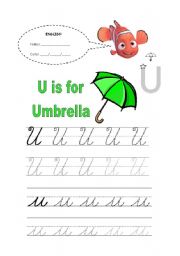 English worksheet: Letter U