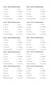 English worksheet: match (personal questions) elementary