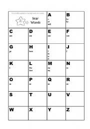 English Worksheet: Star Words