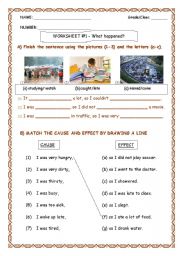 English Worksheet: cause and effect