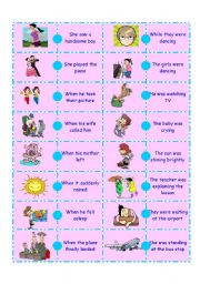 English Worksheet: Past Simple&Continuous Domino-1