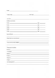 English worksheet: student Interest Inventory