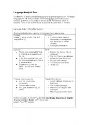 English Worksheet: language analysis box