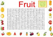 English Worksheet: Fruit Wordsearch