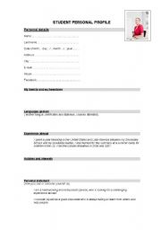 English Worksheet: Students personal profile