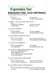 English Worksheet: Expression Test  (113-146 items) Dialogue Expression, various situation to practise ^^