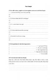 English worksheet: Past Simple revision exercise