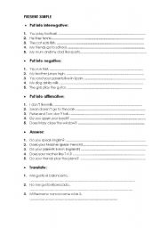 English Worksheet: Present Simple