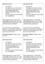 English worksheet: Oral exam