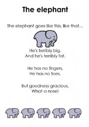 English worksheet: The elephant song