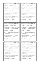 English Worksheet: Exercises with SOME and ANY