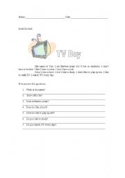 English worksheet: TV Boy