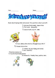 English worksheet:  Introduce yourself