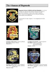 English worksheet: Harry Potter_The 4 houses of Hogwards