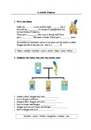 English Worksheet: famille simpsons