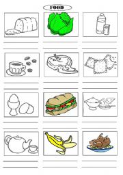 English Worksheet: Food lesson to fill