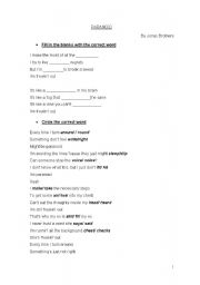 English worksheet: PARANOID SONG WORKSHEET