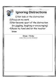 English Worksheet: Ignoring Distractions Worksheet