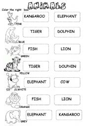 English Worksheet: ANIMALS (for the little ones)