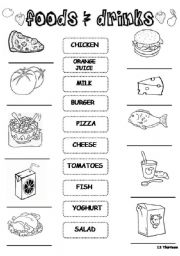 English Worksheet: food & drinks