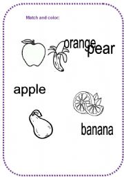 English worksheet: fruits