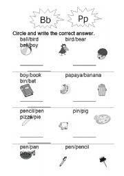 English worksheet: B P