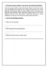 English worksheet: Reading comprehansion