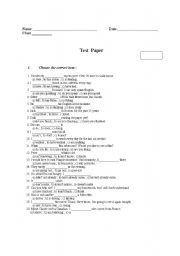 English worksheet: test paper present simple, continuous & present perfect