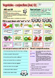 English Worksheet: Vegetables - conjunction (And,Or)