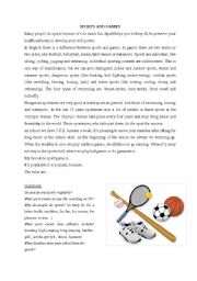 English worksheet: Sports and Games