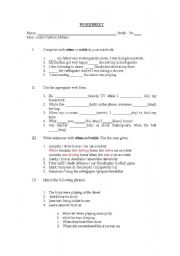 English Worksheet: The use of while and when in past progressive