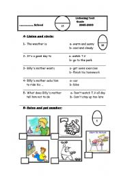 English Worksheet: listening test