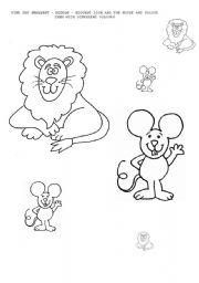 English Worksheet: Lion and the mouse math worksheet SIZES