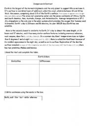 English Worksheet: Earth vs Mars