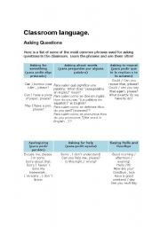 English Worksheet: Classroom language