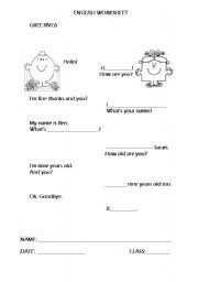 English worksheet: Greetings/Personal ID