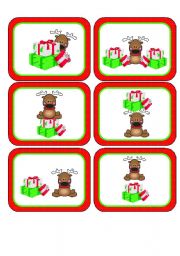 English Worksheet: Where is the reindeer? Preposition Matching Cards / Memory Cards with Reference Cards and Backing Cards (4 Pages in all)