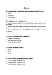 English worksheet: Pizza