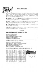 English Worksheet: getting inside USA, to be verb