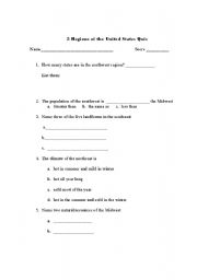 English worksheet: Regions of the US